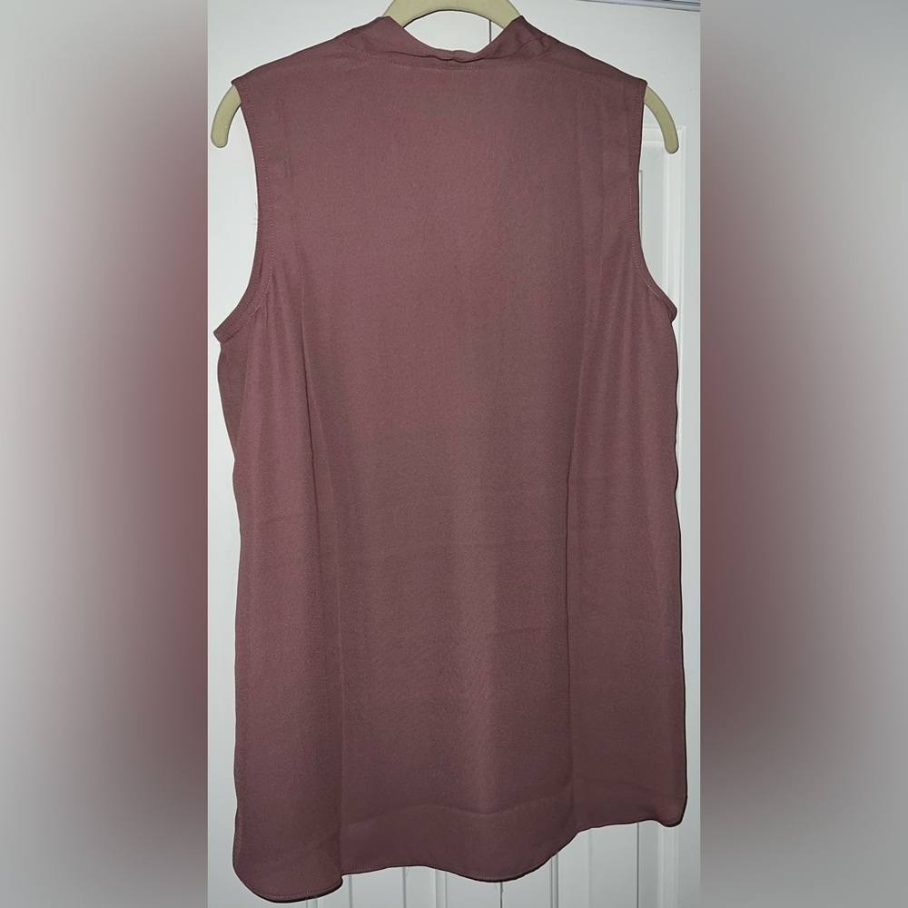 Belle by Kim Gravel dusty rose pink woven chiffon pleat  tank blouse Medium 300 - Picture 5 of 8